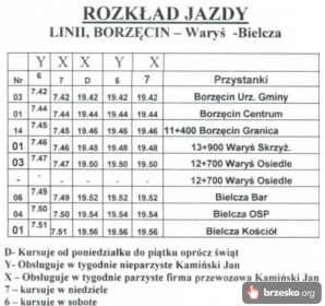 Rozkład jazdy Borzęcin - Bielcza (Jan Kamiński)